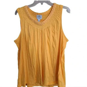 St Johns Bay yellowish orange gold shell sleeveless top pullover shirt PL NWT